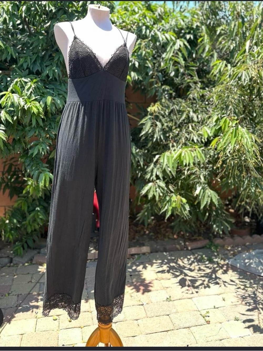 Victoria’s Secret Black Lace-Trim Jumpsuit